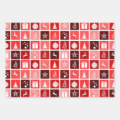 赤、ピンク、ベリーおもしろいクリスマスプレゼント ラッピングペーパーシート (正面)