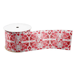 赤、ピンク、白のハート愛 サテンリボン