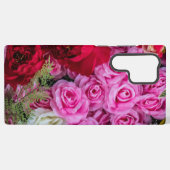 赤、ピンク、白のバラの花の背景 SAMSUNG GALAXYケース (裏面横)