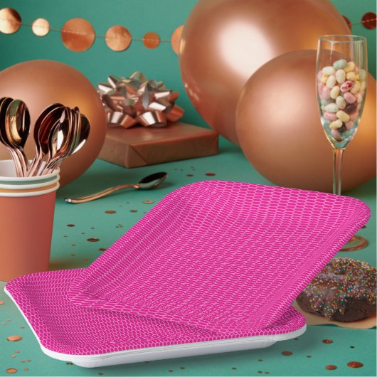 赤、ピンク、紫のストロークが重なり合いてブ絵を描ル ペーパープレート (複数)