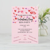 赤、ピンク、紫のハートバレンタインデーのパーティー 招待状 (スタンド正面)