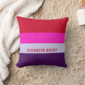赤、ピンク、紫の各ストライプパターン クッション (ブランケット)
