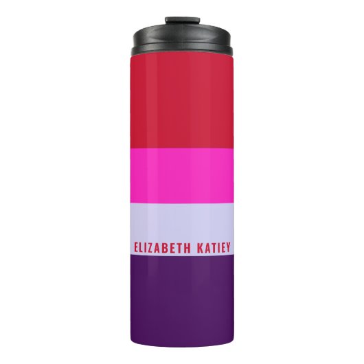 赤、ピンク、紫の各ストライプパターン タンブラー (正面)