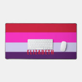 赤、ピンク、紫の各ストライプパターン デスクマット (キーボード&マウス)