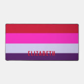 赤、ピンク、紫の各ストライプパターン デスクマット (正面)