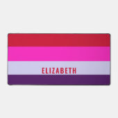 赤、ピンク、紫の各ストライプパターン デスクマット (正面)