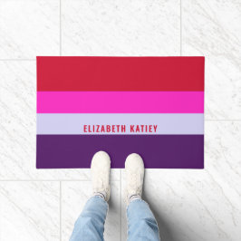 赤、ピンク、紫の各ストライプパターン ドアマット