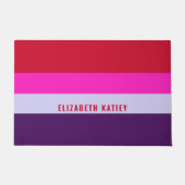 赤、ピンク、紫の各ストライプパターン ドアマット (正面)