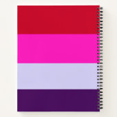 赤、ピンク、紫の各ストライプパターン ノートブック (裏面)