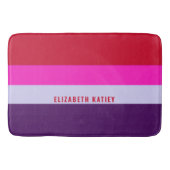 赤、ピンク、紫の各ストライプパターン バスマット (正面)