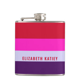 赤、ピンク、紫の各ストライプパターン フラスク