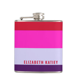 赤、ピンク、紫の各ストライプパターン フラスク