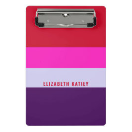 赤、ピンク、紫の各ストライプパターン ミニクリップボード