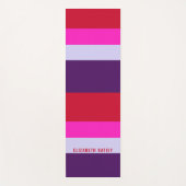 赤、ピンク、紫の各ストライプパターン ヨガマット (正面)