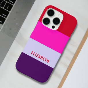 赤、ピンク、紫の各ストライプパターン iPhone 16 PROケース