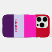 赤、ピンク、紫の各ストライプパターン Case-Mate iPhoneケース (裏面 (横))