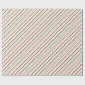 赤、ピンク、緑のクリスマスストライプパターン ラッピングペーパー (フラット)