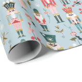 赤、ピンク、緑のクリスマスナツクラッカー、青 ラッピングペーパー (ロールコーナー)