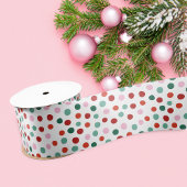 赤、ピンク、緑のクリスマス応援紙吹雪リボン サテンリボン