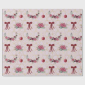 赤、ピンク、金ゴールドホリデークリスマスラッピング紙 ラッピングペーパー (フラット)