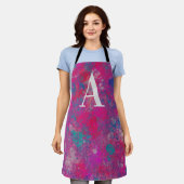 赤、ピンク、青のカスケード エプロン (着用した状態)