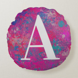 赤、ピンク、青のカスケード ラウンドクッション