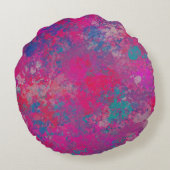 赤、ピンク、青のカスケード ラウンドクッション (裏面)