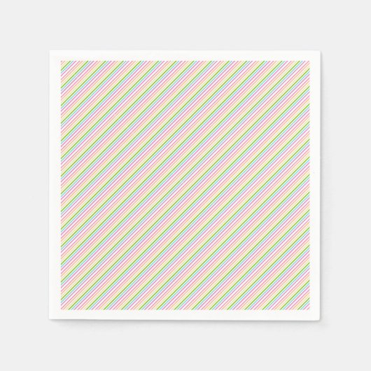 赤 ピンク 青 緑 紫 白 ストライプ 無地 スタンダードカクテルナプキン (正面)