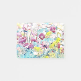 赤、ピンク、黄色の春の花 ポストイット