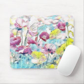 赤、ピンク、黄色の春の花 マウスパッド (マウス)