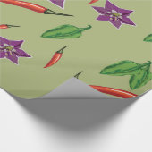 赤、ピーマン、唐辛子、紫の花 ラッピングペーパー (角)