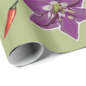 赤、ピーマン、唐辛子、紫の花 ラッピングペーパー (ロールコーナー)