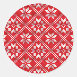 赤 フェアアイル セーター 編み図 クリスマス ラウンドシール