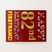 赤、フェイクな金ゴールドの第82誕生日 + 名前をカスタムするのパズル ジグソーパズル (横)