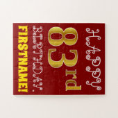 赤、フェイクな金ゴールドの第83誕生日 + 名前をカスタムするのパズル ジグソーパズル (横)