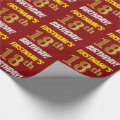 赤/フェイク模造金ゴールド「18誕生日」 ラッピングペーパー (角)