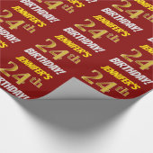 赤/フェイク模造金ゴールド「24誕生日」 ラッピングペーパー (角)