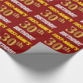 赤/フェイク模造金ゴールド「30歳の誕生日」 ラッピングペーパー (角)
