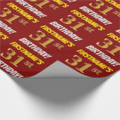 赤/フェイク模造金ゴールド「31番目の誕生日」 ラッピングペーパー (角)