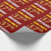 赤/フェイク模造金ゴールド「37誕生日」 ラッピングペーパー (角)