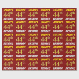赤/フェイク模造金ゴールド「44誕生日」 ラッピングペーパー