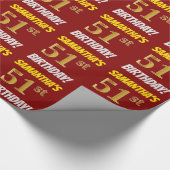 赤/フェイク模造金ゴールド「51番目の誕生日」 ラッピングペーパー (角)