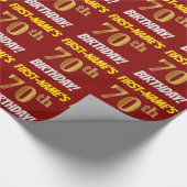 赤/フェイク模造金ゴールド「70誕生日」 ラッピングペーパー (角)
