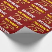 赤/フェイク模造金ゴールド「75誕生日」 ラッピングペーパー (角)