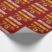 赤/フェイク模造金ゴールド「76誕生日」 ラッピングペーパー (角)