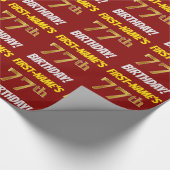 赤/フェイク模造金ゴールド「77誕生日」 ラッピングペーパー (角)