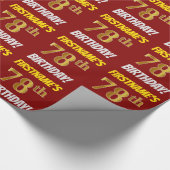 赤/フェイク模造金ゴールド「78誕生日」 ラッピングペーパー (角)