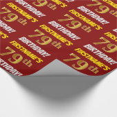 赤/フェイク模造金ゴールド「79誕生日」 ラッピングペーパー (角)