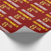 赤/フェイク模造金ゴールド「8誕生日」 ラッピングペーパー (角)