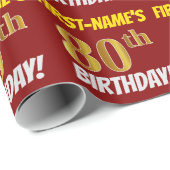 赤/フェイク模造金ゴールド「80誕生日」 ラッピングペーパー (ロールコーナー)